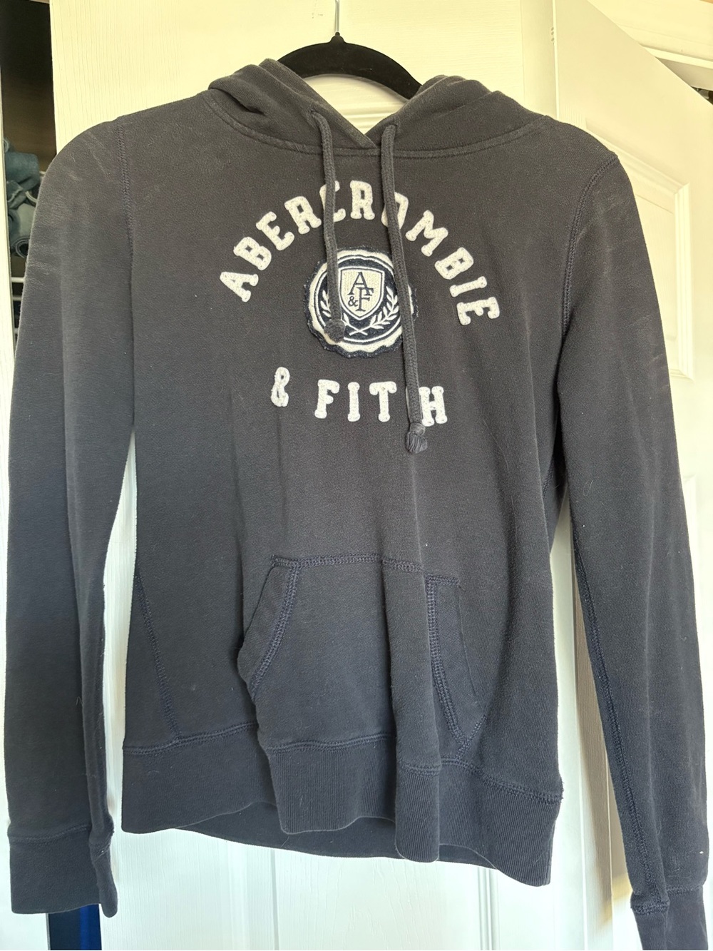 Abercrombie & Fitch Navy Blue Hooded Pullover Sweatshirt